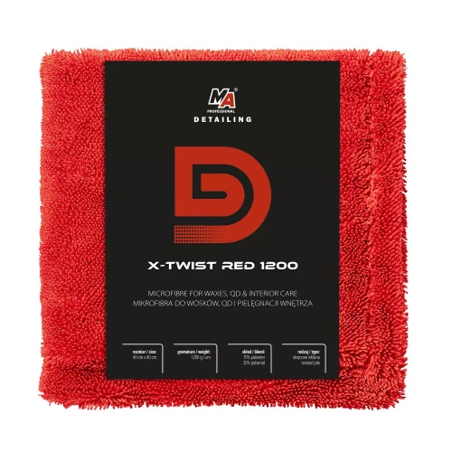 Moje Auto Professional Mikrofibra 40x40cm Do wosków i pielęgnacji wnętrza X-TWIST RED 1200G