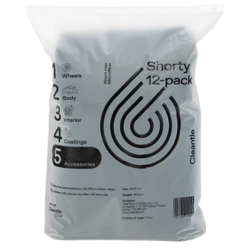 Cleantle Mikrofibra Shorty 12pack - Wielozadaniowe mikrofibry z krótkim włosiem 350gsm