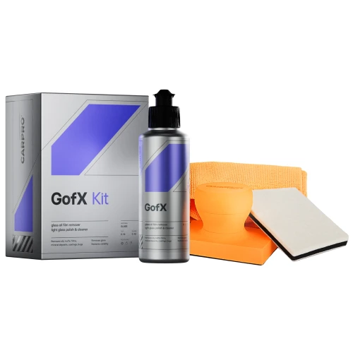 CARPRO Glass Film Oil Remover GofX 150ml KIT – Kompletny Zestaw do Renowacji Szyb